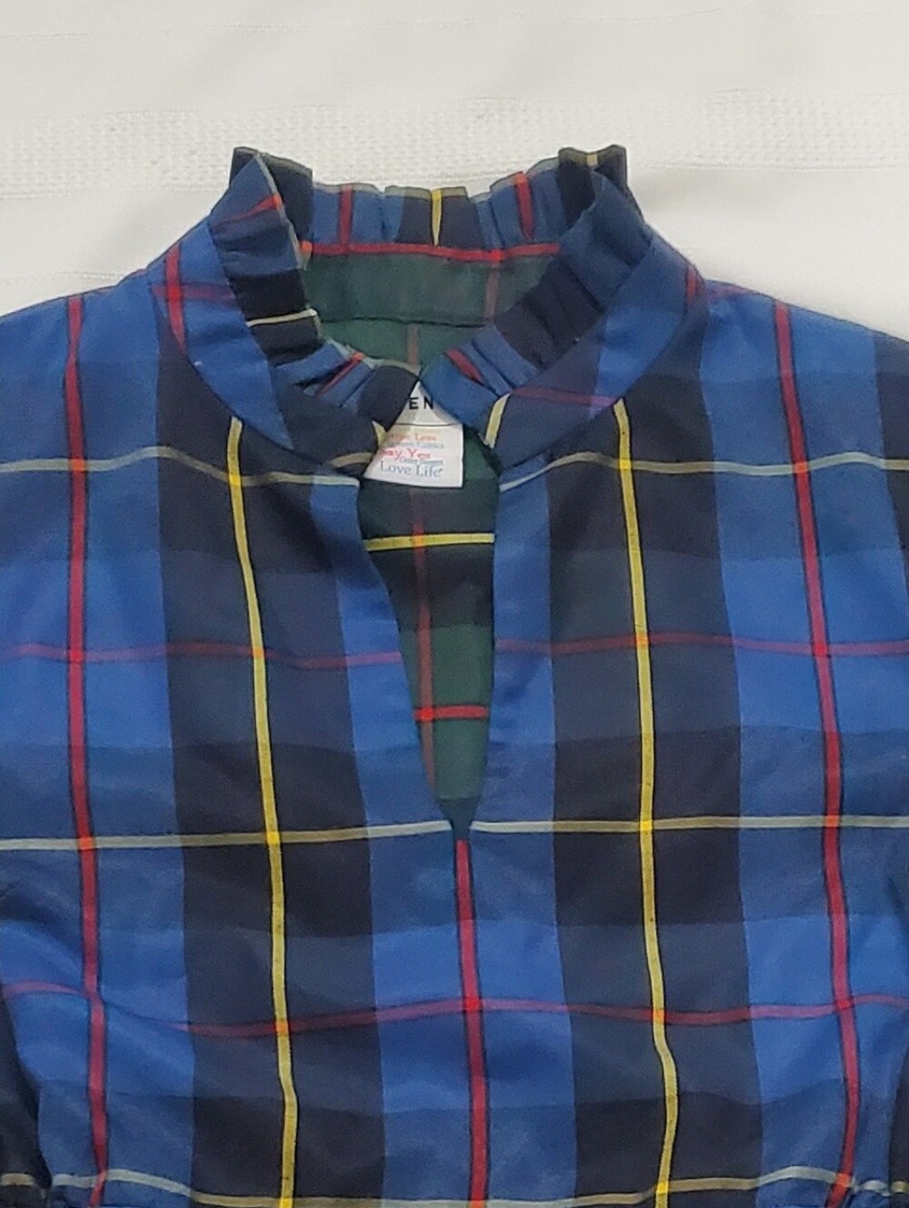 GRETCHEN SCOTT Teardrop Dress- Plaidly Cooper In Navy - Picture 9 of 10